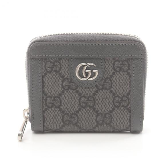 GUCCI Ophidia GG Supreme Round Wallet Coated Canvas Leather Men's Grey 791744UUL - Picture 1 of 5